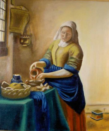 da Vermeer, La lattaia, olio su tela, cm 60x70, 2001